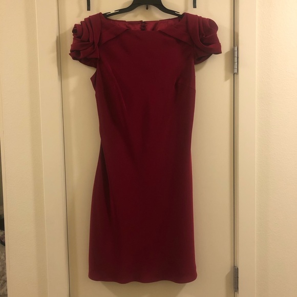 ABS by Allen Schwartz Rosette Backless Cocktail or Homecoming Dress, Red, 6 - Picture 4 of 13